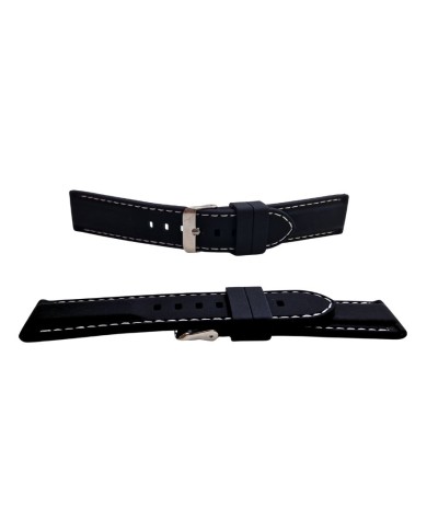 Cinturino Silicone Nero con Cucitura Bianca