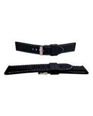 Cinturino Silicone Nero con Cucitura Bianca