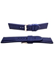 Cinturino Silicone Blu con Cucitura Bianca