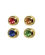 Pre orecchini Studex REGULAR pallina dorata con brillantino colori assortiti