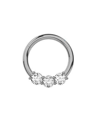 Piercing Cerchietto con tre zirconi e con chiusura a scomparsa 10 mm