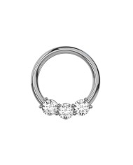 Piercing Cerchietto con tre zirconi e con chiusura a scomparsa 10 mm