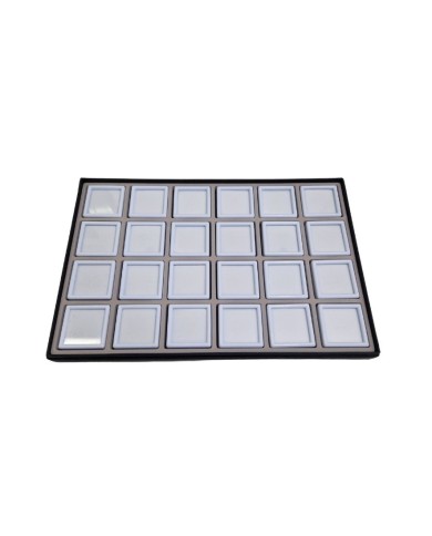 Vassoio con 24 scatolini bianchi per pietre  4x4 cm