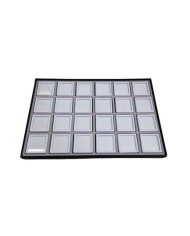 Vassoio con 24 scatolini bianchi per pietre  4x4 cm