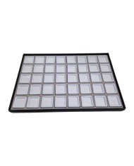 Vassoio con 40 scatolini bianchi per pietre 3x3 cm