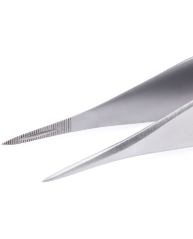 Pinzetta per pietre inox punte zigrinate con scanalatura