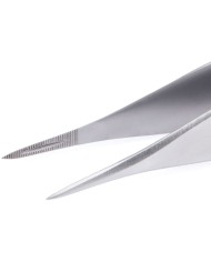 Pinzetta per pietre inox punte zigrinate con scanalatura
