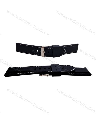 Cinturino Silicone Nero con Cucitura Bianca
