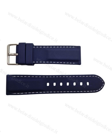 Cinturino Silicone Blu con Cucitura Bianca