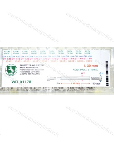 Assortimento Barrette con viti  da 1.00 a 1.50