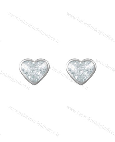 Pre orecchini System 75 cuore glitter bianco
