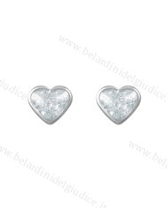 Pre orecchini System 75 cuore glitter bianco
