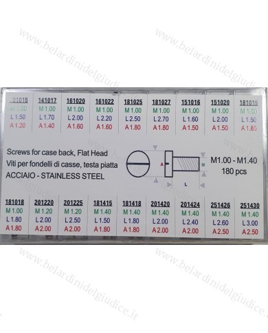 Assortimento Viti per Fondo Cassa Testa Piatta a Taglio - 180 pz