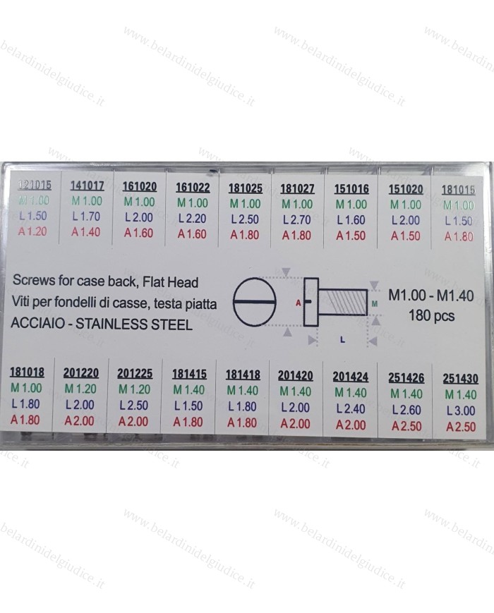 Assortimento Viti per Fondo Cassa Testa Piatta a Taglio - 180 pz