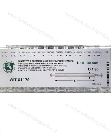 Assortimento Perni a  Pressione Ø 1,30 da 10 a 30 mm - 55 pz