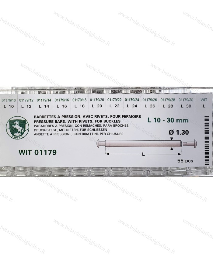 Assortimento Perni a  Pressione Ø 1,30 da 10 a 30 mm - 55 pz