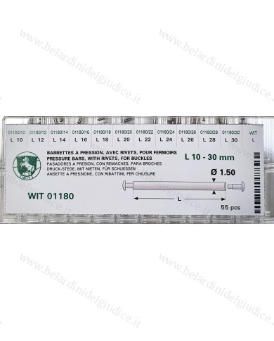 Assortimento Perni a  Pressione Ø 1,50 da 10 a 30 mm - 55 pz