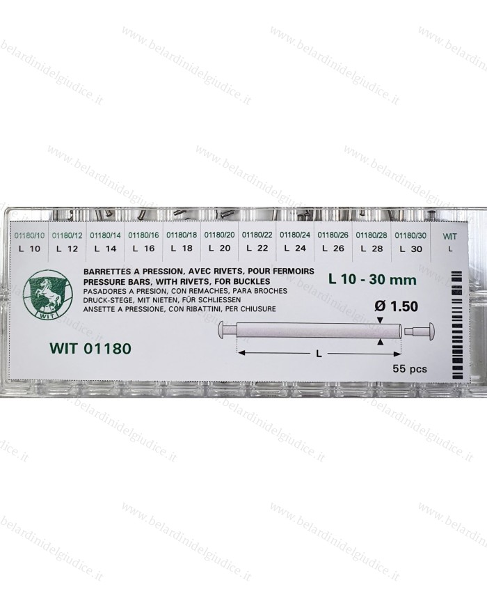 Assortimento Perni a  Pressione Ø 1,50 da 10 a 30 mm - 55 pz