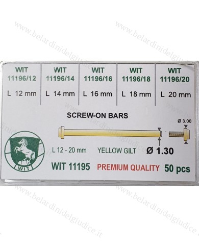 Assortimento Perni a Vite Dorati da 12 a 20 mm - 50 pz