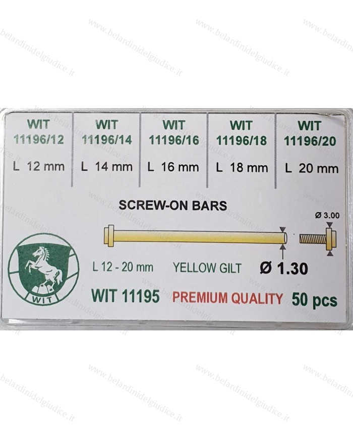 Assortimento Perni a Vite Dorati da 12 a 20 mm - 50 pz