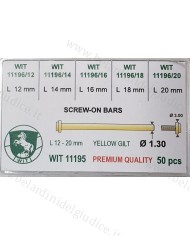 Assortimento Perni a Vite Dorati da 12 a 20 mm - 50 pz
