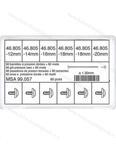 Assortimento Perni a Pressione Dorati Ø 1,30 da 12 a 20 mm - 60 pz