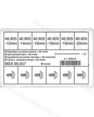 Assortimento Perni a Pressione Dorati Ø 1,30 da 12 a 20 mm - 60 pz