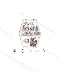 Assortimento accessori placcati in argento per collane o bracciali