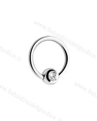 Piercing Cerchietto con zircone e con chiusura a scomparsa 8 mm