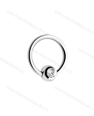 Piercing Cerchietto con zircone e con chiusura a scomparsa 10 mm