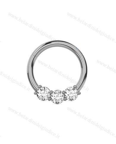 Piercing Cerchietto con tre zirconi e con chiusura a scomparsa 8 mm