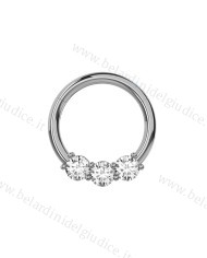 Piercing Cerchietto con tre zirconi e con chiusura a scomparsa 8 mm
