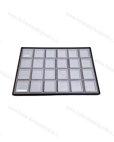 Vassoio con 24 scatolini bianchi per pietre  4x4 cm