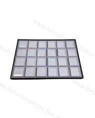 Vassoio con 24 scatolini bianchi per pietre  4x4 cm