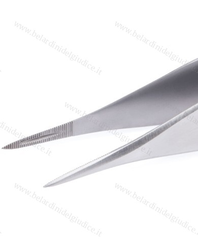 Pinzetta per pietre inox punte zigrinate con scanalatura
