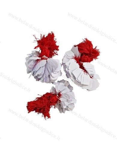 Cartellini con cartoncino bianco e con filo rosso (conf. 500 pz.)