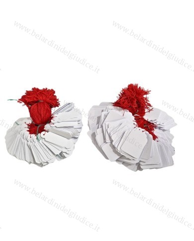 Cartellini grandi cartoncino bianco con filo rosso (conf.500 pz.)